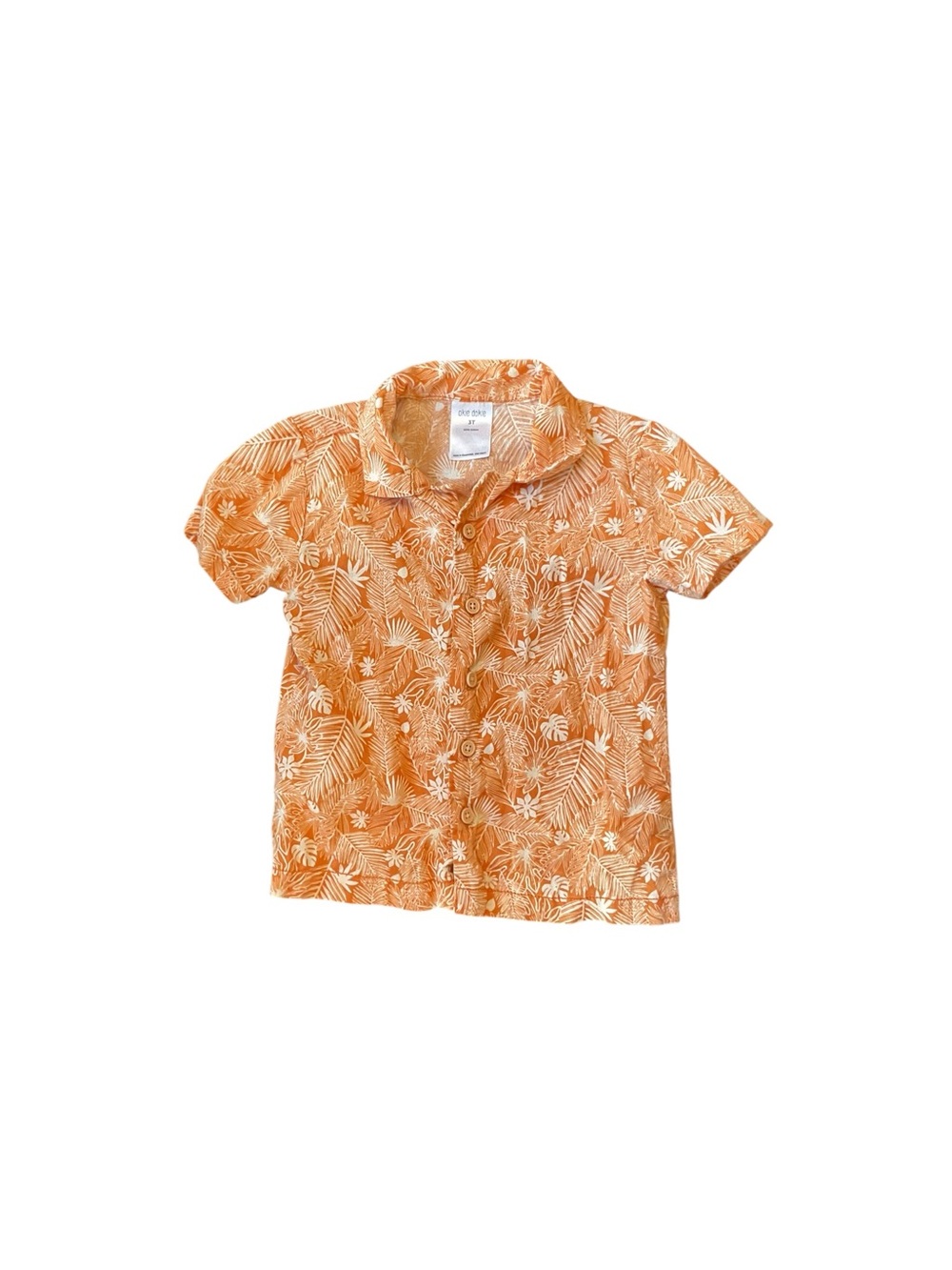 okie dokie Orange Tropical Short-Sleeve Button-Down Shirt